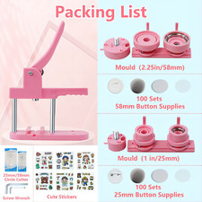 Pink Button Maker Multiple Sizes 200Pcs, Photo Pin Badge Maker 1in 2.25 in