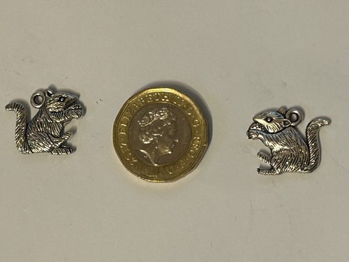 ch42 Squirrel silver tone pendant Sterling Silver 925 Trigger Clasp charm - Picture 2 of 2
