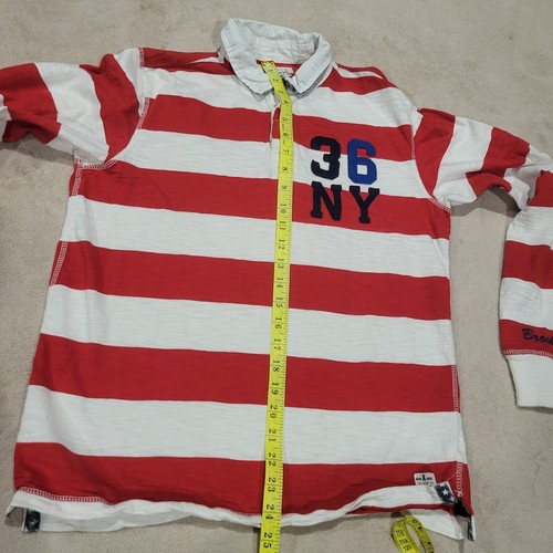 Boys H&M Polo Rugby Shirt US 14Y Striped Red White Blue Long Sleeve Collared - Picture 9 of 11