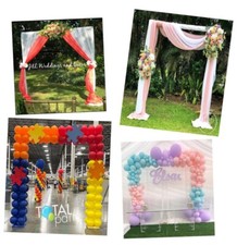 LANGXUN Heavy Duty Gold Metal Square Backdrop Stand Arch, Wedding, Birthday,grad