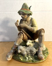 Vintage Capodimonte Shepherd With 2 Sheep Figurine Karl Klette