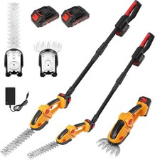 Cordless Hedge Trimmer, 4-in-1 Handheld & Pole Trimmer & Grass Shear, C 