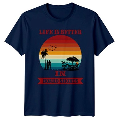 Life Is Better In Board Herren T-Shirt Retro Strand Sommer Urlaub Vatertag