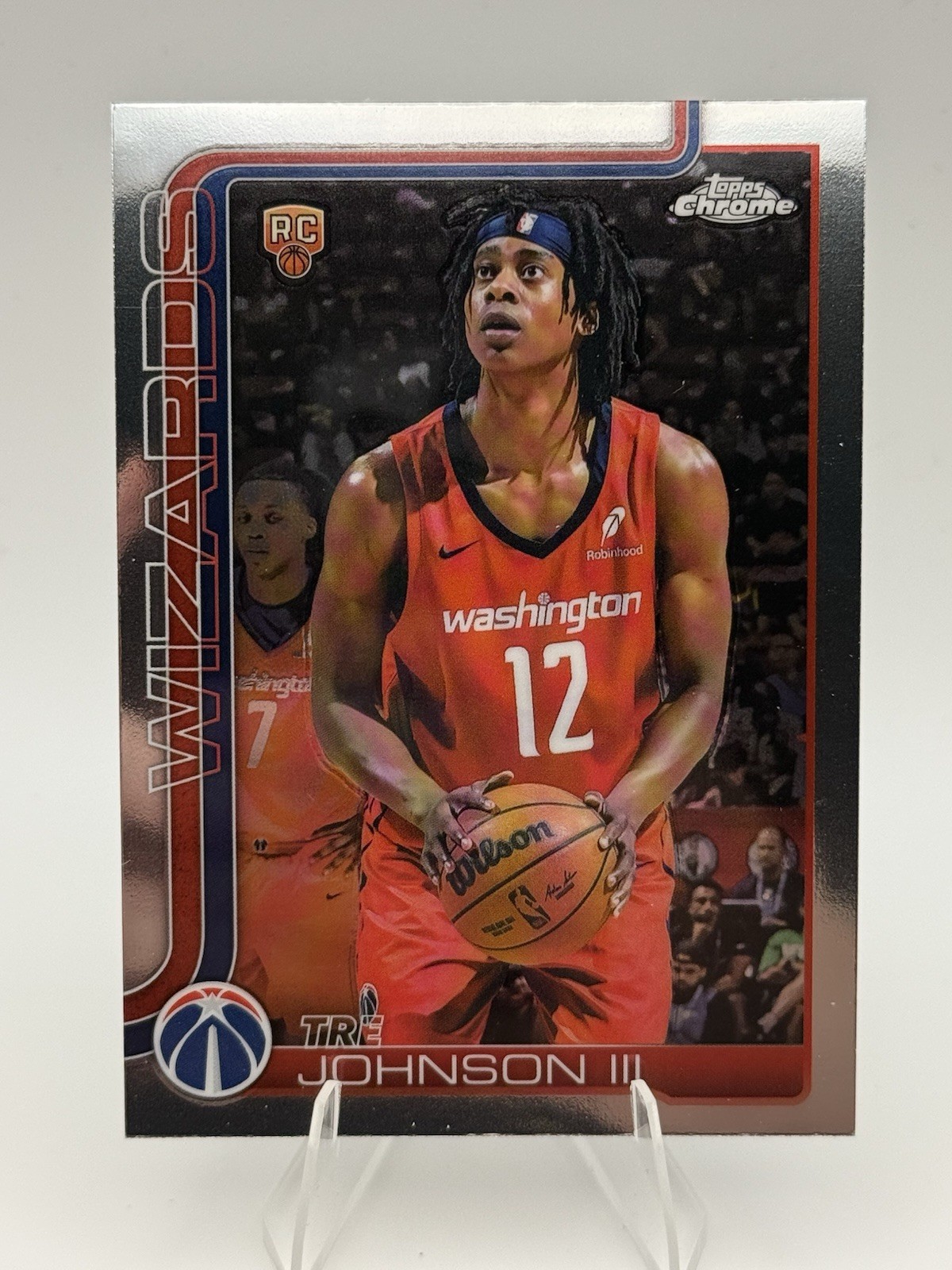 Tre Johnson III Rookie 2025-26 Topps Chrome RC Washington Wizards #256