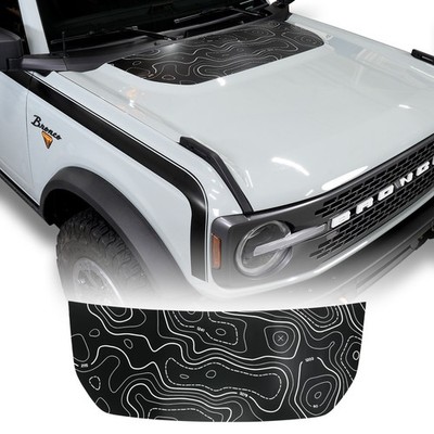 IAG Off-Road Front Hood Graphic - Topography Design for Ford Bronco 21+ (Not Spo