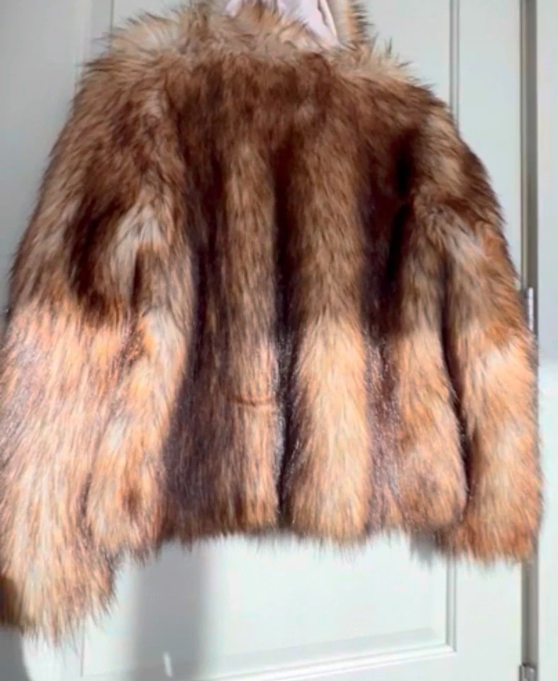 H&M Vintage Imitación Piel de Zorro Med Unisex Bronceado con Puntas Negro Marrón Interior Rubor Claro Foto 4 de 4