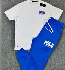 Polo Ralph Lauren Graphic Joggers T-Shirt Blue White 2 PIECE SET Small