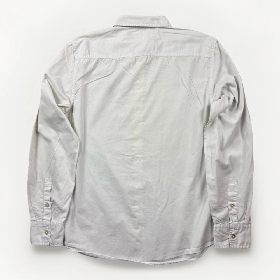 Camisa Guess Jeans Blanca Botón L Y2K Logo Algodón Riviera Francesa Militar Foto 4 de 4