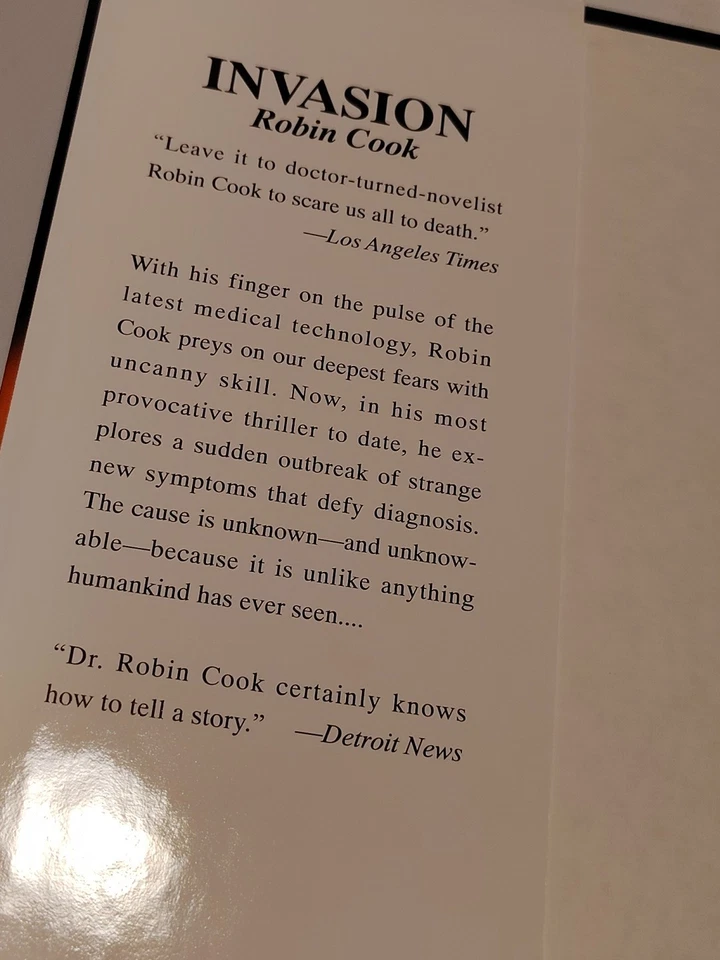 Invasion Robin Cook 1997 Berkley Edition Medical Thriller Hardcover Dust Jacket  Foto 4 de 4