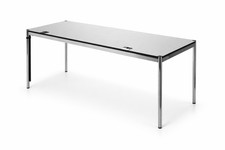 USM Haller Tisch 200 x 75 x 74 / Linoleum Ash / Chrom / Kabelm. / TOP EUR 1.800