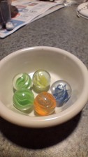5 Vintage 6- 8 Vein Cats Eye Marbles Real good Condition