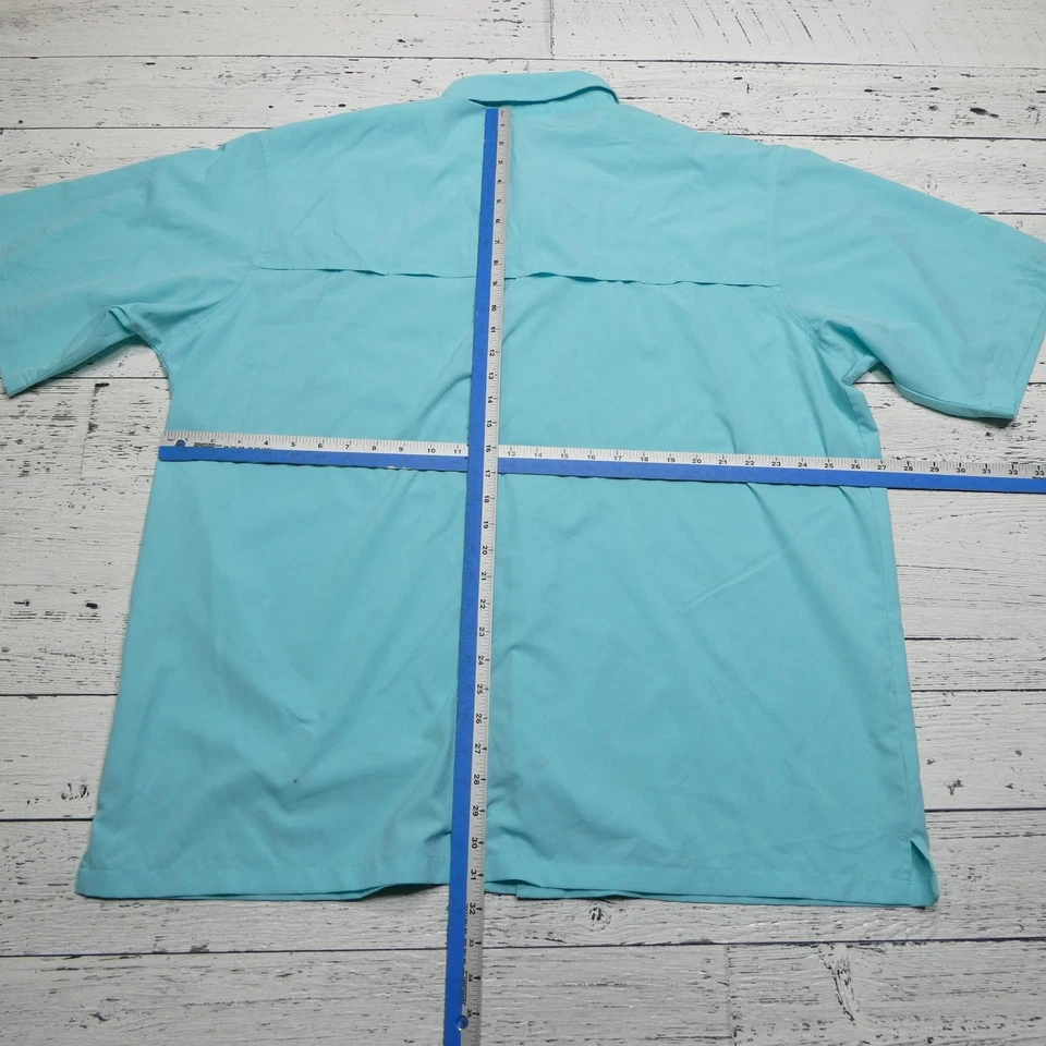 Bimini Bay Outfitters Shirt Mens 2XL Aqua Short Sleeve Fishing Vented Back - Image 4 of 4