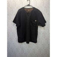 Carhartt Scrub Top Mens XL Black V-Neck Medical Uniform Pocket C15108 Ripstop