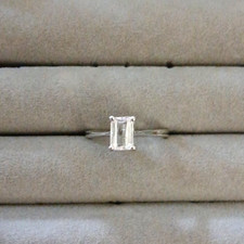 Silver Cut Diamond Solitaire Engagement Ring Size N 2mm