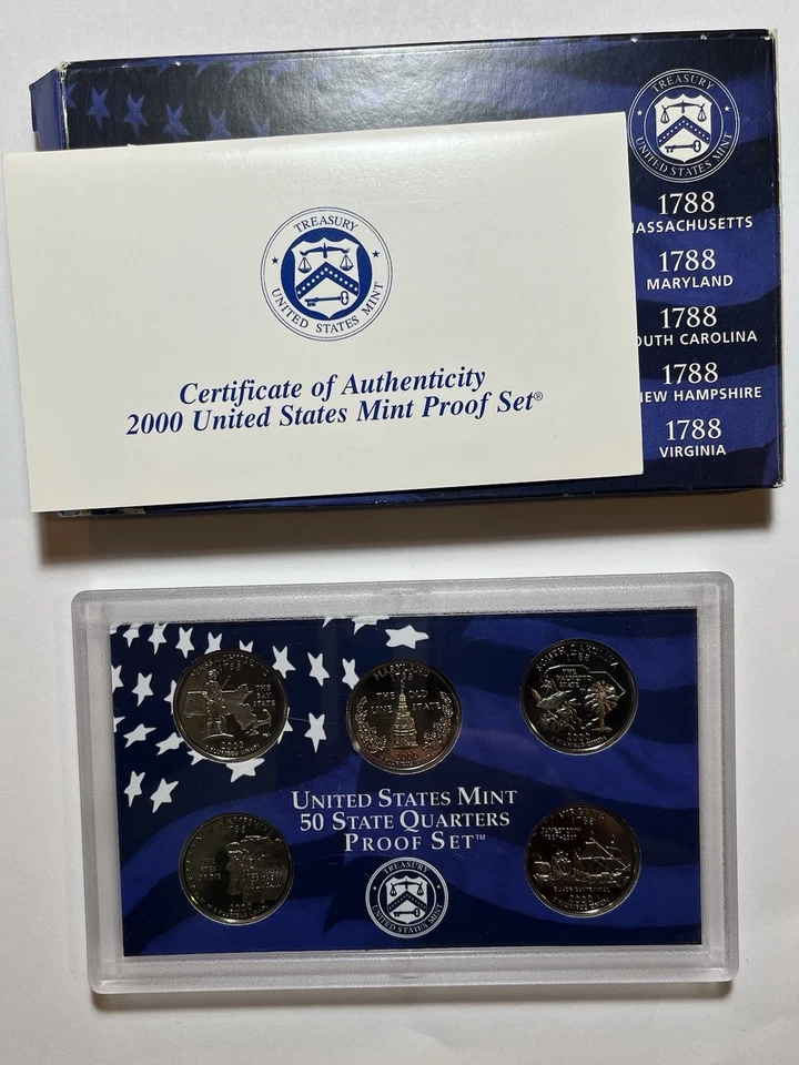 2000 United States Mint Coin Set - With 2000 state quarter 5 coin proof set - Image 2 of 4