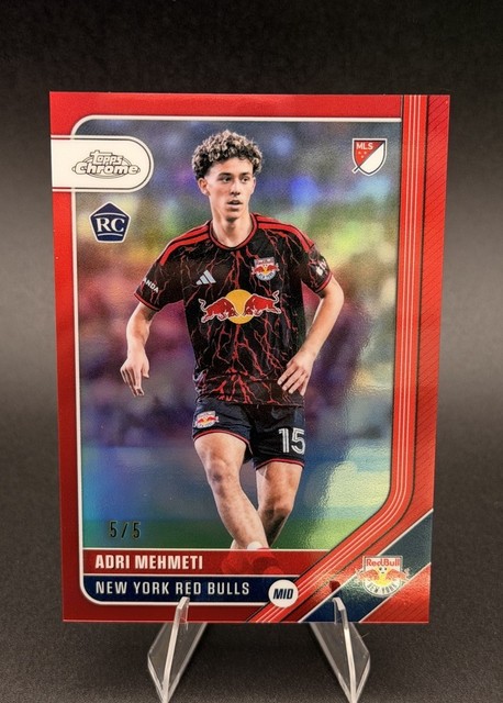 2026 Topps Chrome MLS Adri Mehmeti True Red Refractor #/5 New York Red Bulls RC