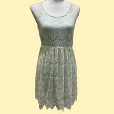Altar d State Lace Fit Flare Dress Women Medium Mint Green Stretch Coquette