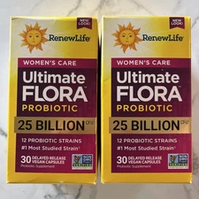 RenewLife Women's Care Ultimate Flora Probiotic 25B 30ct ea Exp 12/2026 Lot of 2