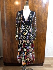 Lulus Impressive Blossom Black 3D Floral Embroidered Midi Dress M Whimsical