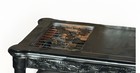Black Rectangular Wood & Metal Coffee Table Floral Botanical Inset 48x30x32 — photo 2