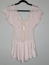 Vintage Cinema Etoile Lace Nightie Dress Size M Pink Coquette Nylon Lingerie