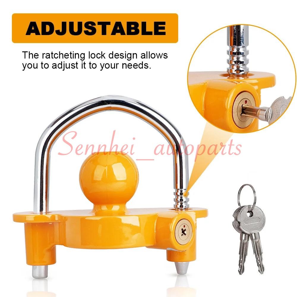 Trailer Lock Universal Adjustable Heavy-Duty Towing Hitch Lock Couple..