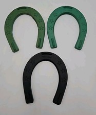 Vintage Rubber Horseshoes 3pc Green Black Stars Made in USA Horseshoe Game