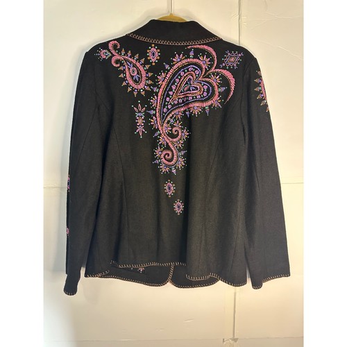 Bob Mackie Wearable Art Embroidered Paisley Blazer Jacket - Size L - Bild 3 von 5