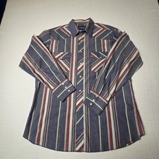 Vintage Wrangler Western Shirt Striped Pearl Snap Lightweight Mens Medium