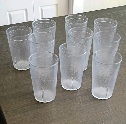 15 Vintage RARE CLEAR TEXAN PEBBLED TEXTURE Plastic Juice Cups Tumblers #309 LOT