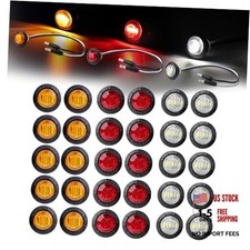 30 Pcs of 3/4 Inch Mini Round Marker Light 3 LED 10 Amber 10 Red 10 White