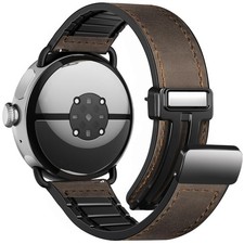 Magnetic Leather Bands Compatible with Google Pixel Watch 4/3 45mm Band, Genu...