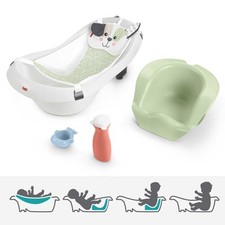 Fisher Price 4 in 1 Convertible Baby Bathtub with Puppy Headrest and Toys