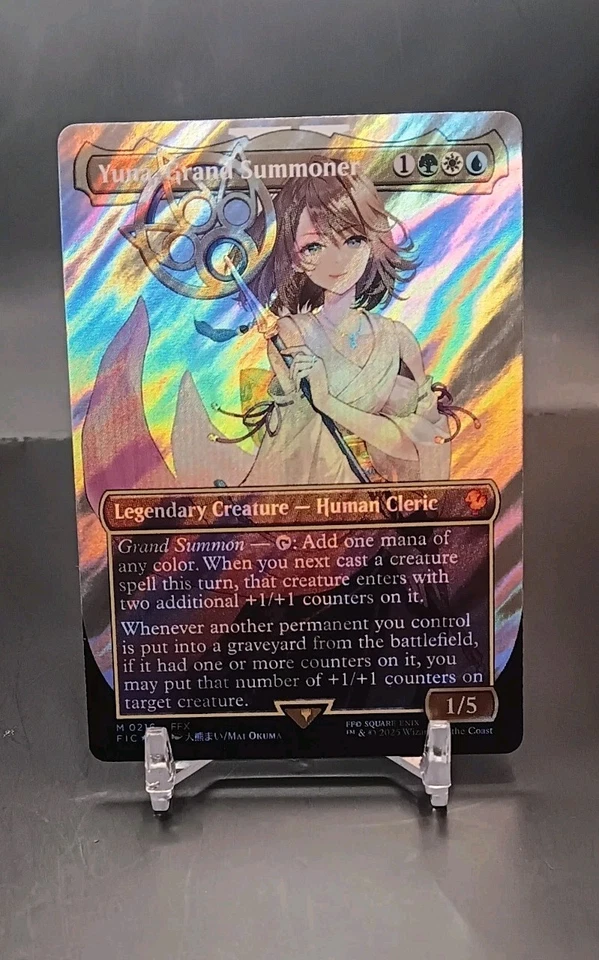 Yuna, Grand Summoner (Borderless) (Surge Foil) #0216-FIC-NM Condition - Image 2 of 3