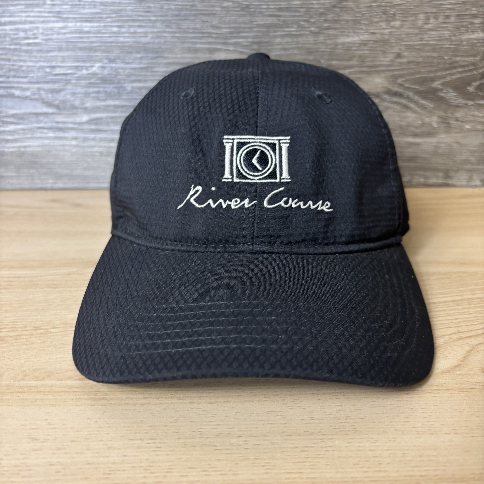 River Course Hat Cap Strap Back Black Embroidered… - image 1