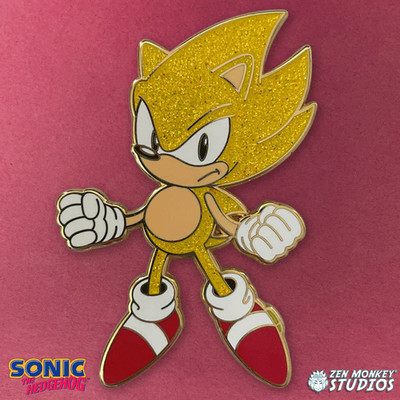 Super Sonic The Hedgehog Limited Edition Large 3'' Golden Enamel Pin Figure