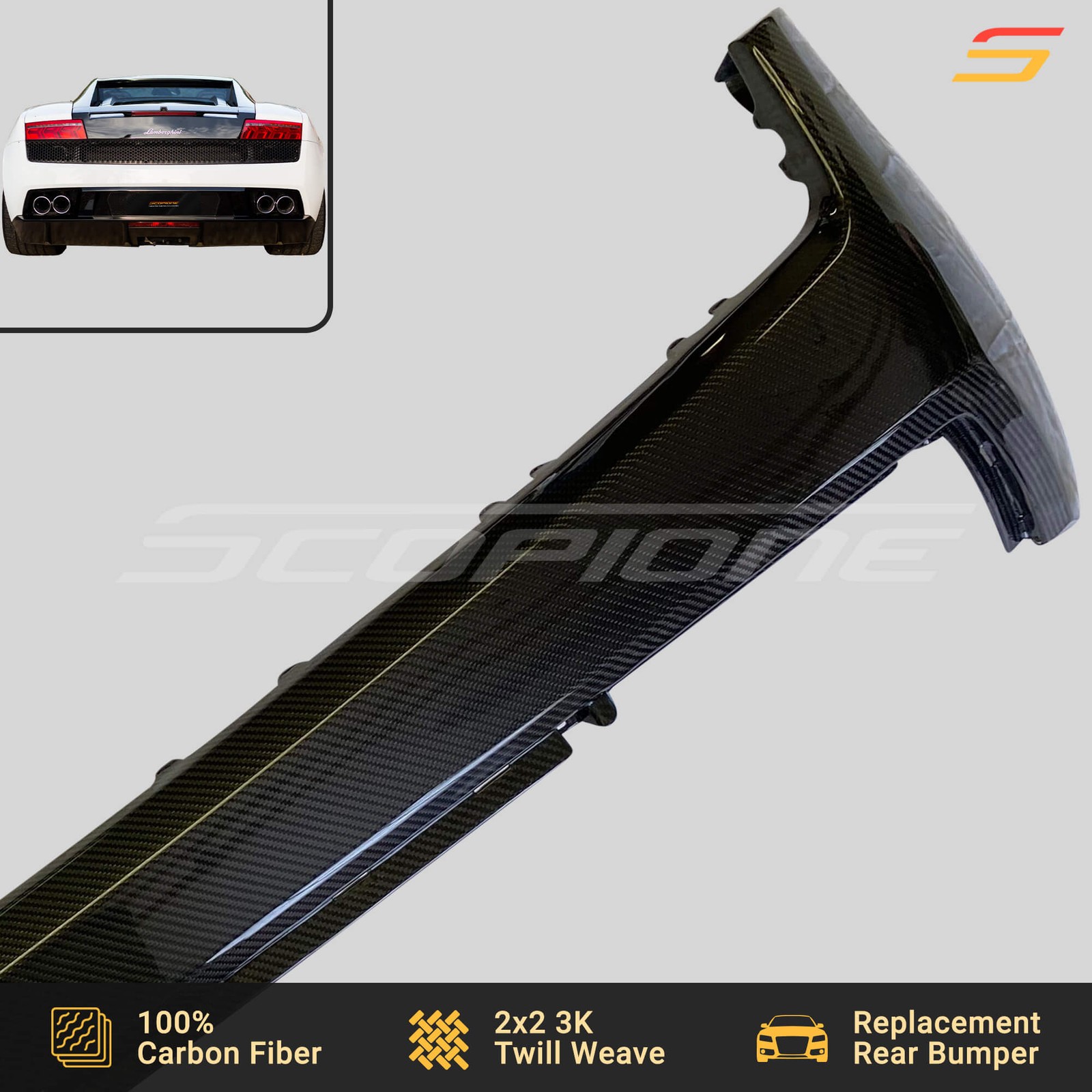 Scopione Carbon Rear Bumper Assembly for Lamborghini 09-14 Gallardo LP550 LP560