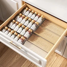 Spice Drawer Organizer, 4 Tier- 4 Pack Clear Acrylic Seasoning 