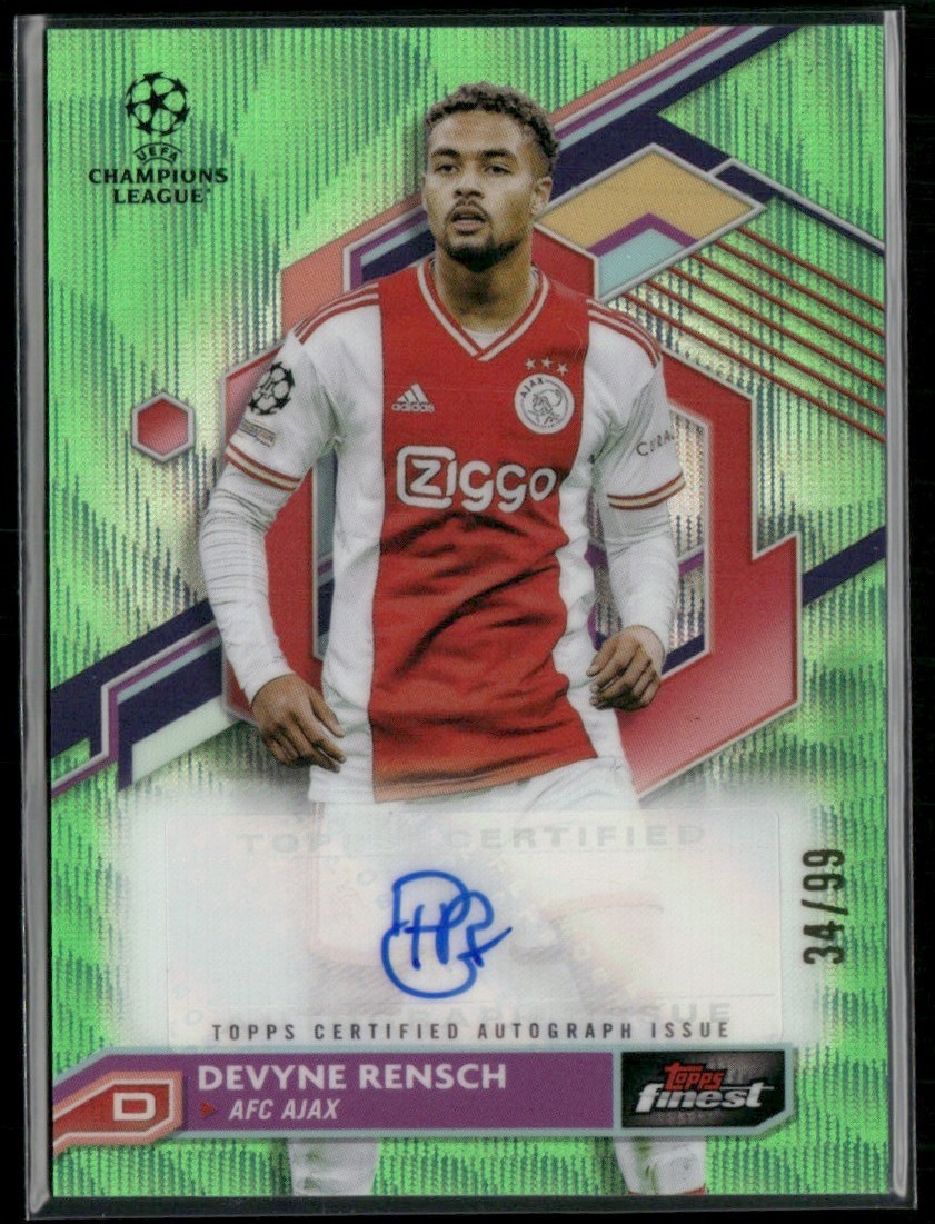 Devyne Rensch 2023 Topps Finest UEFA Champions League Green Wave Auto /99 #A-DR