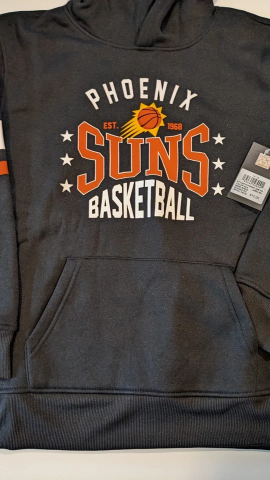 NBA Phoenix Suns UNK Youth 14-16 黑色标志连帽衫全新带标签 70 美元零售价 — 第 2/4 张图片