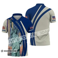 Custom Name American Pride Shirt, Statue of Liberty Polo T-Shirt L876
