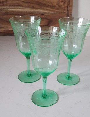 Vintage Cambridge Apple Green Water Glasses