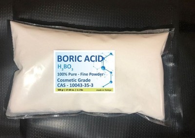 %100 Pure Boric Acid  Cosmetic Grade 500 gr Powder Form Worldwide Free Shipping