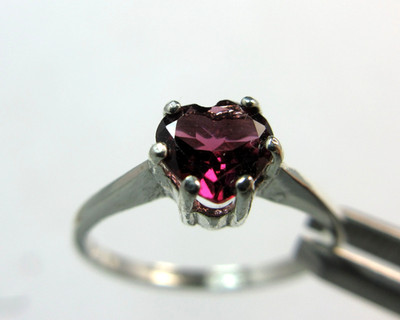 RHODOLITE GARNET RING -Artisan-made Red Purple Heart 925 Sterling Silver 0.73 ct