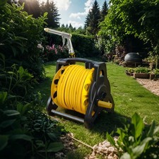 2-in-1 Hose Reel & Storage Cart - 30m Multi-Purpose Pipe w/Nozzle | Portable