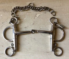 Robart Pinchless Jointed Pelham Bit 5" Stainless With Curb Chain