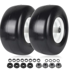 AR-PRO 2-Pack 13x6.50-6 Flat Free Lawn Mower Tires with Rim and Bushings