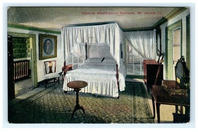 Mt Vernon VA General Washington's Bedroom Postcard Lect Bros Germany