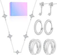 Schmuckset 18K Vergoldet VierbläTtriges Kleeblatt Armband Halskette Armreif 3