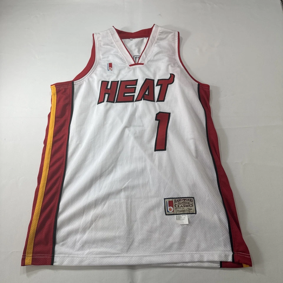 Camiseta deportiva Chris Bosh #1 Miami Heat blanca con cosida roja para hombre mediana Foto 2 de 4